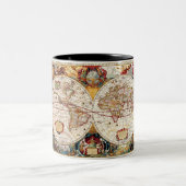 旧式な中世の、歴史的世界地図の新星Totius ツートーンマグカップ (中央)