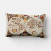 旧式な中世の、歴史的世界地図の新星Totius ランバークッション (裏面)
