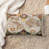 旧式な中世の、歴史的世界地図の新星Totius ランバークッション (ブランケット)