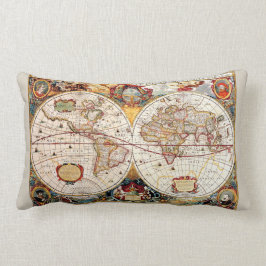 旧式な中世の、歴史的世界地図の新星Totius ランバークッション