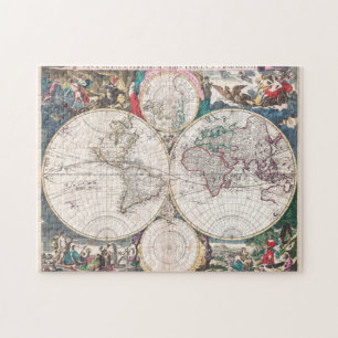 旧式な二重半球の世界地図 ジグソーパズル