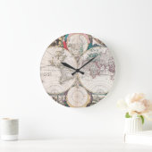 旧式な二重半球の世界地図 ラージ壁時計 (ホーム)