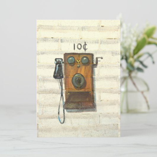 旧式な公衆電話の招待カード 招待状 (スタンド正面)