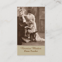 旧式な写真のピアノの教師の名刺 名刺