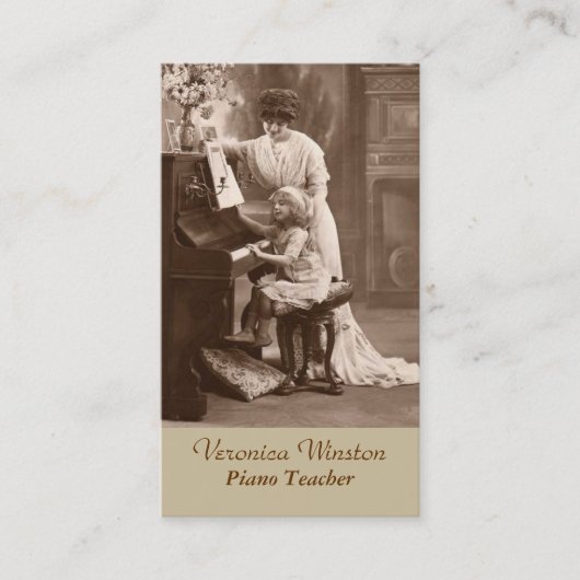 旧式な写真のピアノの教師の名刺 名刺 (正面)