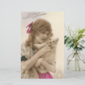 旧式な写真ビクトリアンな女性および犬 便箋 (スタンド正面)