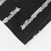 旧式な列車パターンデザインのヴィンテージの列車の黒 フリースブランケット (角)