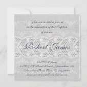 旧式な刺繍の洗礼の招待 招待状 (裏面)