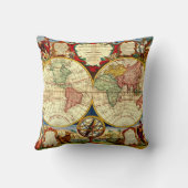 旧式な占星術の天文学の空の世界地図のヴィンテージ クッション (裏面)