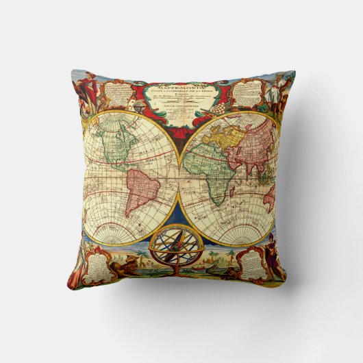 旧式な占星術の天文学の空の世界地図のヴィンテージ クッション (裏面)
