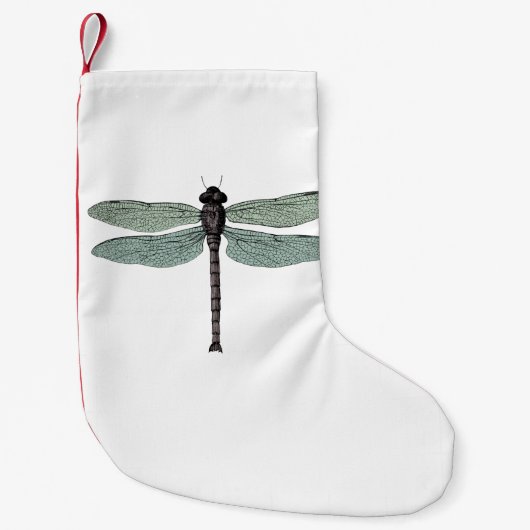 旧式な印刷のヴィンテージのトンボ スモールクリスマスストッキング (正面)