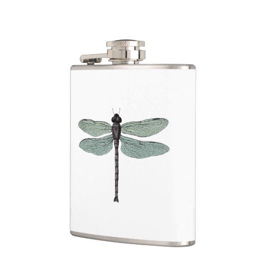 旧式な印刷のヴィンテージのトンボ フラスク (左)