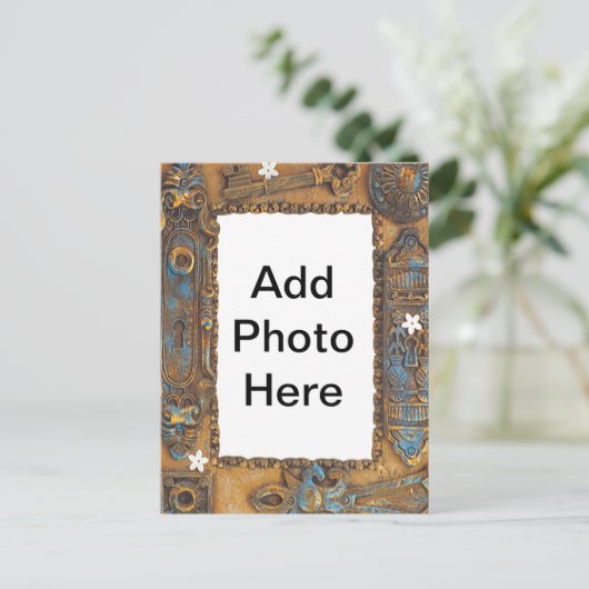 旧式な合い鍵フレームはあなた自身の写真を加えます ポストカード (スタンド正面)