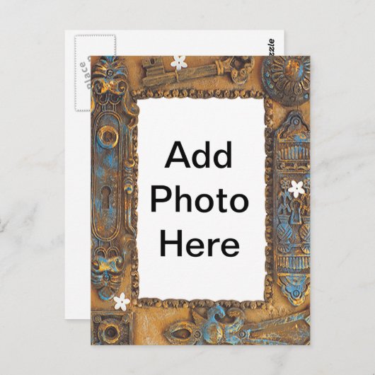 旧式な合い鍵フレームはあなた自身の写真を加えます ポストカード (正面/裏面)