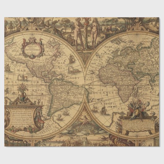 旧式な地図のスタイル2の包装紙ロール ラッピングペーパー (フラット)