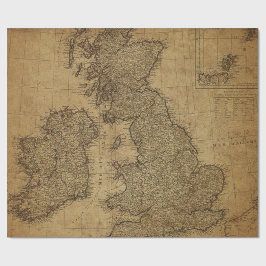 旧式な地図のスタイル3の包装紙ロール ラッピングペーパー (フラット)