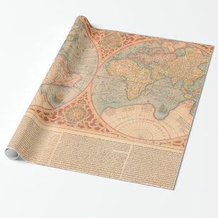 旧式な地図- Orbisの大地Compendiosa Descritio ラッピングペーパー