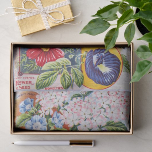 旧式な夏の花の種カタログのティッシュペーパー 薄葉紙 (ギフト)