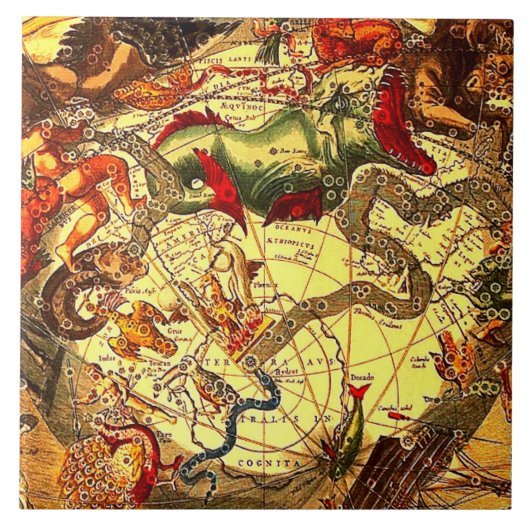 旧式な天文学の占星術の神話のヴィンテージの芸術 タイル (正面)