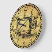 旧式な手動クランク機械裁縫部屋の時計v3 ラージ壁時計 (傾斜)