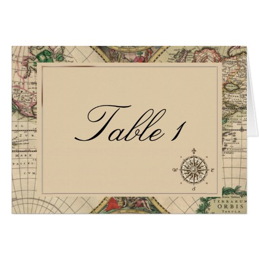 旧式な旧世界の地図の結婚式のテーブル数 (正面横)
