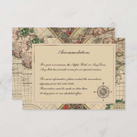 旧式な旧世界の地図の結婚式の挿入物 エンクロージャーカード (正面/裏面)
