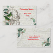 旧式な時計および鳥の名刺 名刺 (正面/裏面)