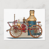 旧式な普通消防車の蒸気のPumperの郵便はがき ポストカード (正面)