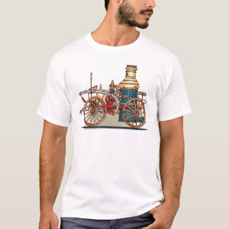 旧式な普通消防車の蒸気のPumperメンズTシャツ Tシャツ