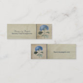 旧式な書道のヴィンテージの青いアジサイ スキニー名刺 (正面/裏面)