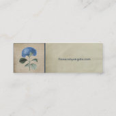 旧式な書道のヴィンテージの青いアジサイ スキニー名刺 (裏面)