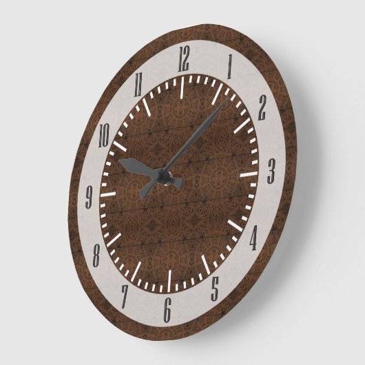 旧式な木のキャビネットは対称パターンをタイルを張りました ラージ壁時計 (傾斜)