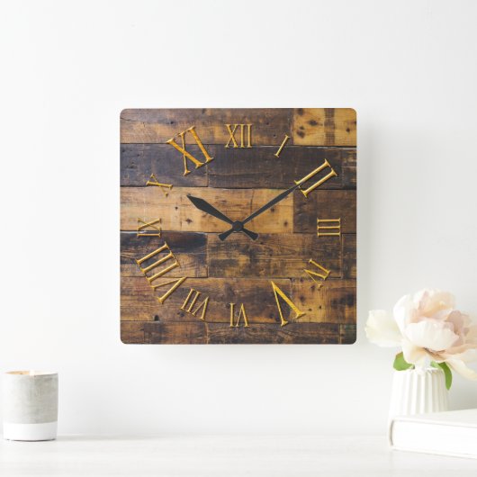 旧式な木のローマ数字の円形の柱時計 スクエア壁時計 (ホーム)