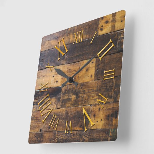旧式な木のローマ数字の円形の柱時計 スクエア壁時計 (傾斜)