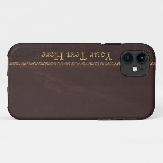 旧式な本のフェイクな革、ヴィンテージのレトロの一見 Case-Mate iPhoneケース (裏面(横))