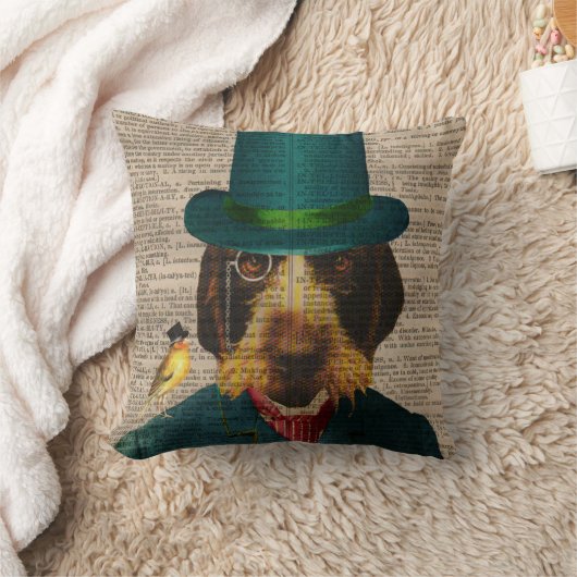 旧式な本のページのWirehaired Griffon犬の枕 クッション (ブランケット)