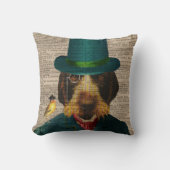 旧式な本のページのWirehaired Griffon犬の枕 クッション (正面)