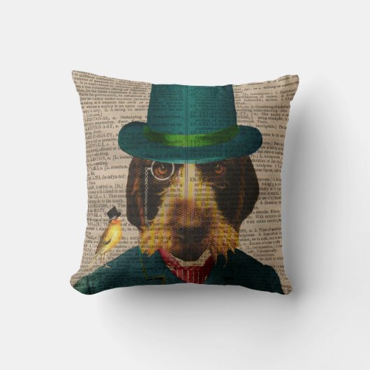 旧式な本のページのWirehaired Griffon犬の枕 クッション (正面)