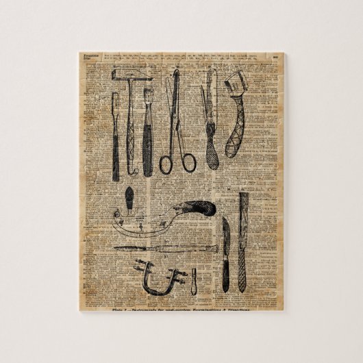 旧式な検死のキット、ゾンビApoalypseのヴィンテージの芸術 ジグソーパズル (縦)