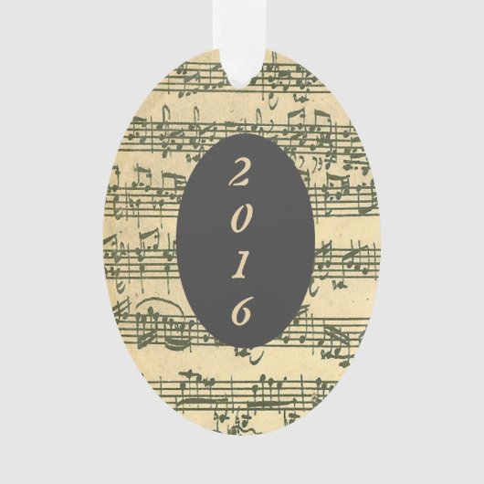 旧式な楽譜のBachの原稿カスタム年 オーナメント (正面)