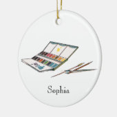 旧式な水彩画のペンキセット セラミックオーナメント (左)