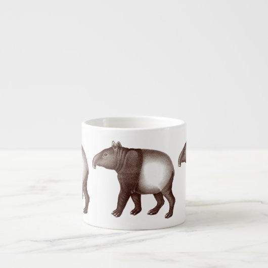 旧式な版木、銅版、版画からのマライ区かアジアバク エスプレッソカップ (正面)