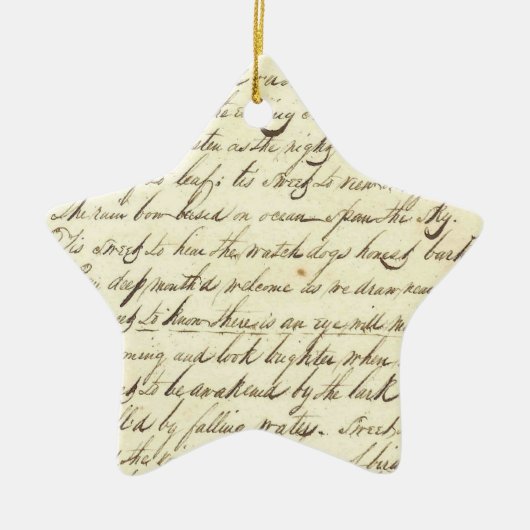 旧式な短命なものの筆記体の書道の原稿の詩歌 セラミックオーナメント (正面)