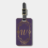 旧式な紫色のレザールックの荷物のラベル ラゲッジタグ (正面縦)