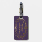 旧式な紫色のレザールックの荷物のラベル ラゲッジタグ (裏面縦)
