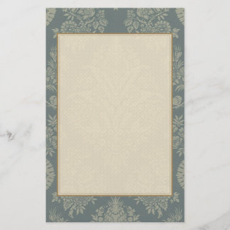 旧式な緑のヴィンテージのダマスク織 便箋
