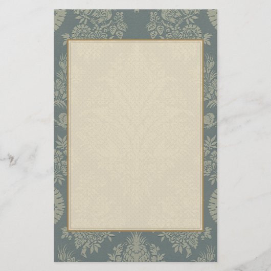 旧式な緑のヴィンテージのダマスク織 便箋 (正面)