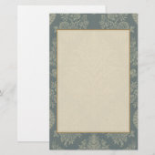 旧式な緑のヴィンテージのダマスク織 便箋 (正面/裏面)