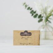 旧式な羊皮紙および黄銅のプラクの名刺 名刺 (スタンド正面)