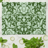 旧式な花のダマスク織 キッチンタオル (折り畳み)